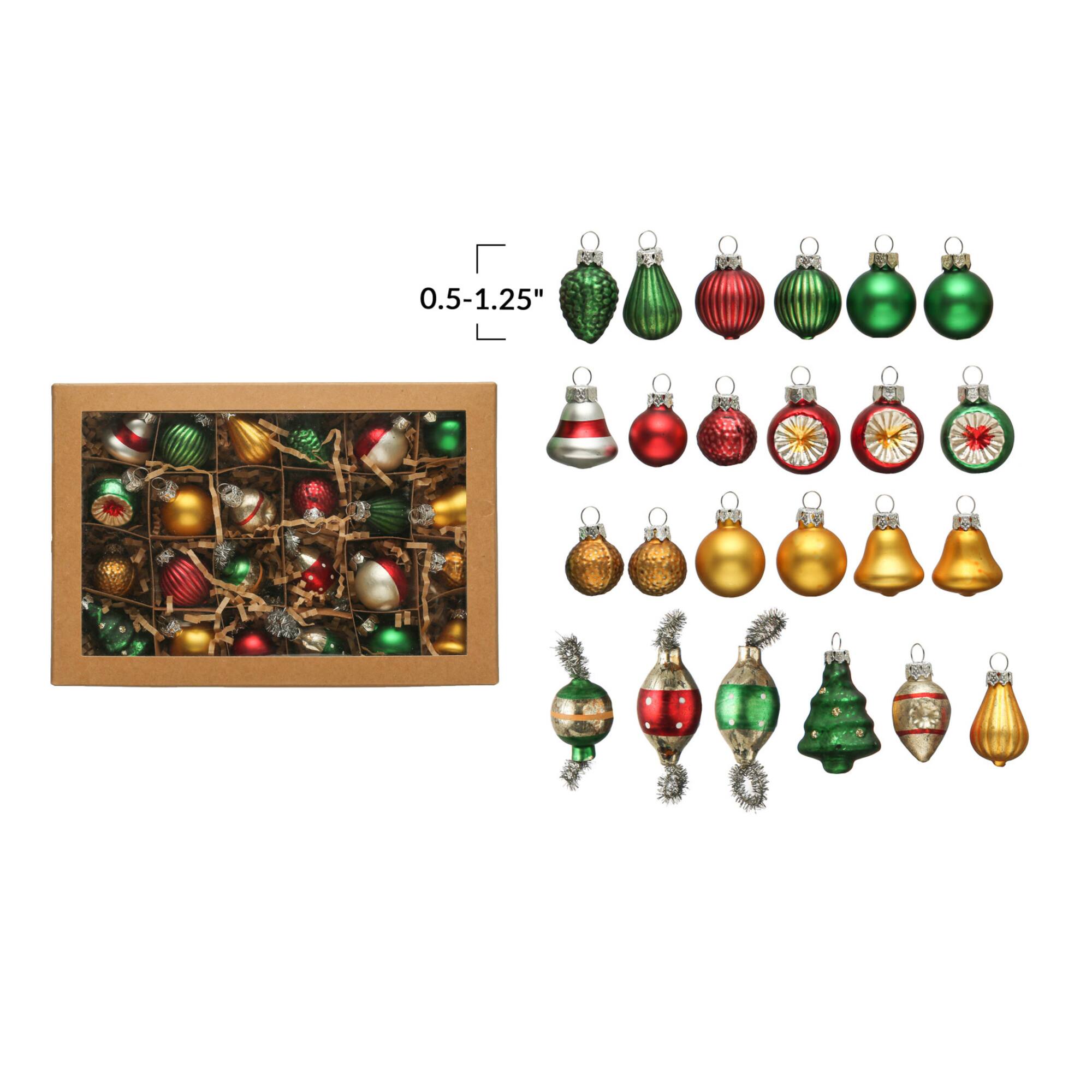 Hello Honey® Mini Hand-Painted Matte & Pearl Classic Holiday Glass Ornament Set